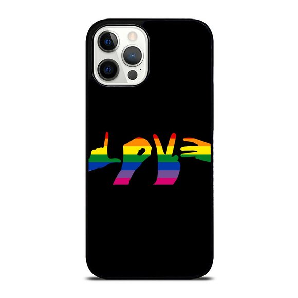 Sign Language Love LGBT Pride Month Rainbow Gay Lesbian Gift iPhone Case - Picture 1 of 1